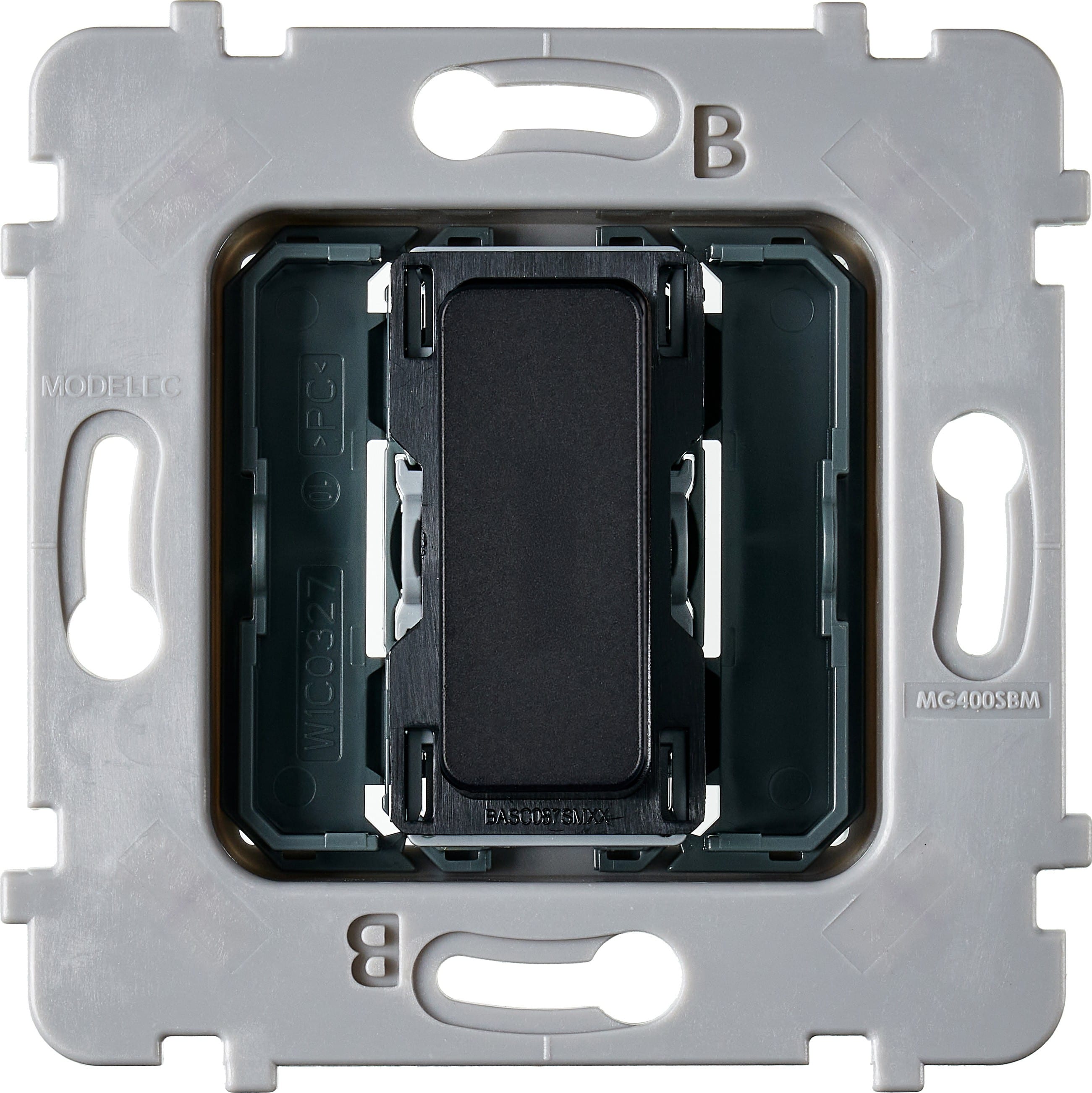 MODELEC - Mécanisme Plat bouton aluminium 1 Va Et Vient Ou Poussoir Pour Collection M NOIR