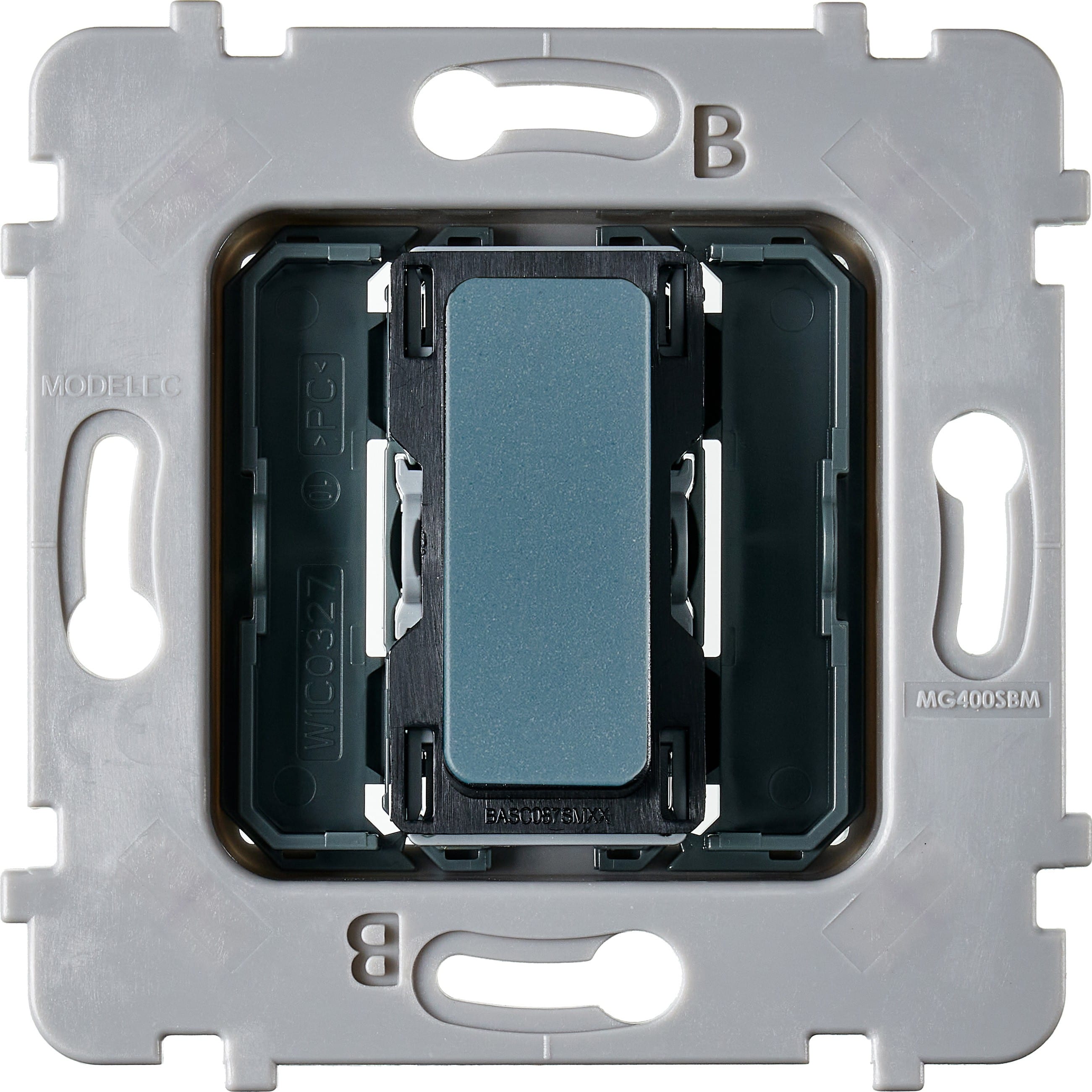 MODELEC - Mécanisme Plat bouton en alu 1 Va Et Vient Ou Poussoir Pour Collection M BLEU RL