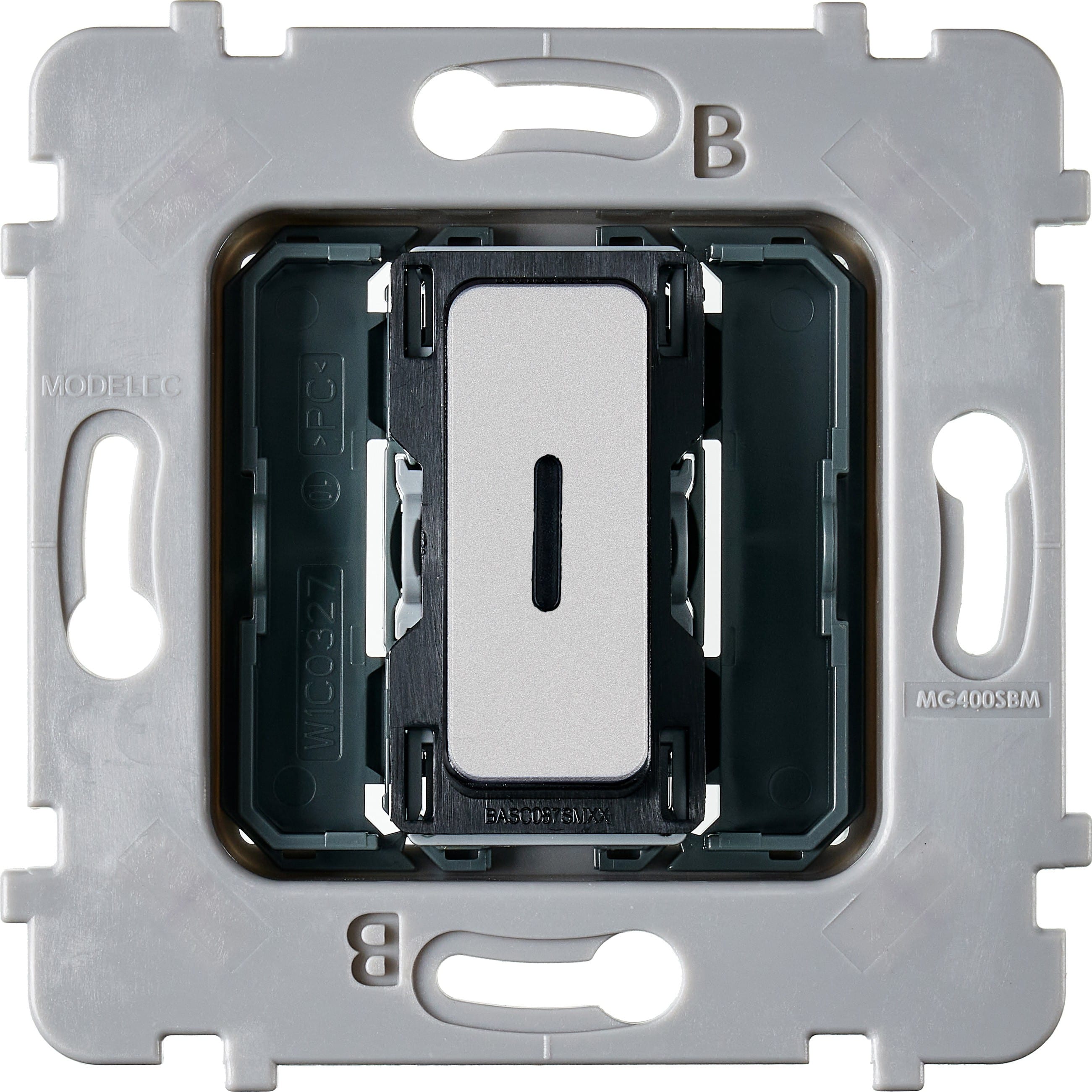 MODELEC - Mécanisme Bouton Plat Led 1 Va & Vient / Poussoir Pour Collection M Nickel Sable