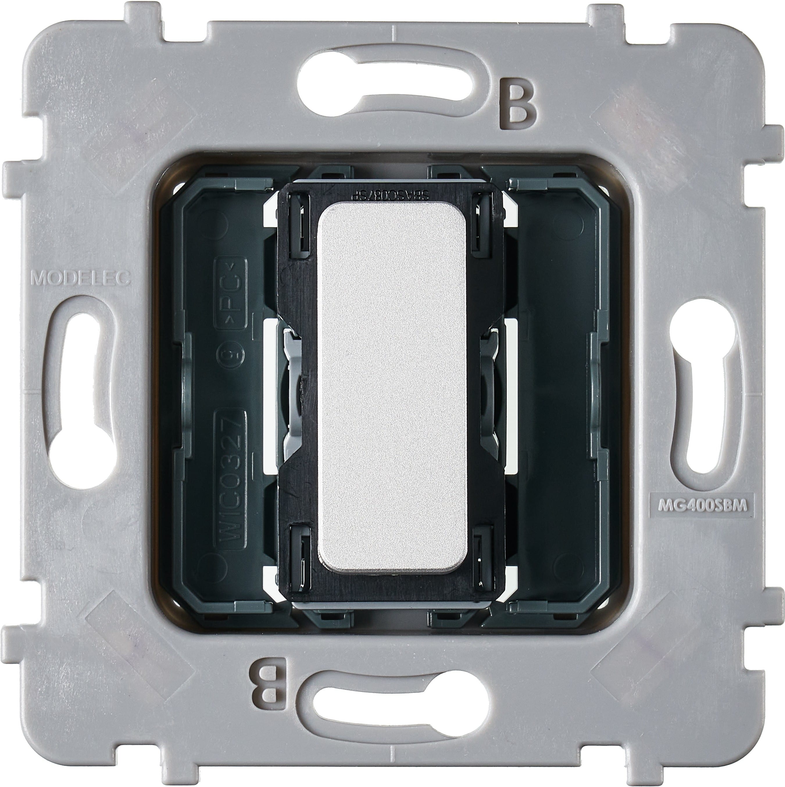 MODELEC - Mécanisme Plat Bouton 1 Va Et Vient Ou Poussoir Pour Collection M Nickel Sable