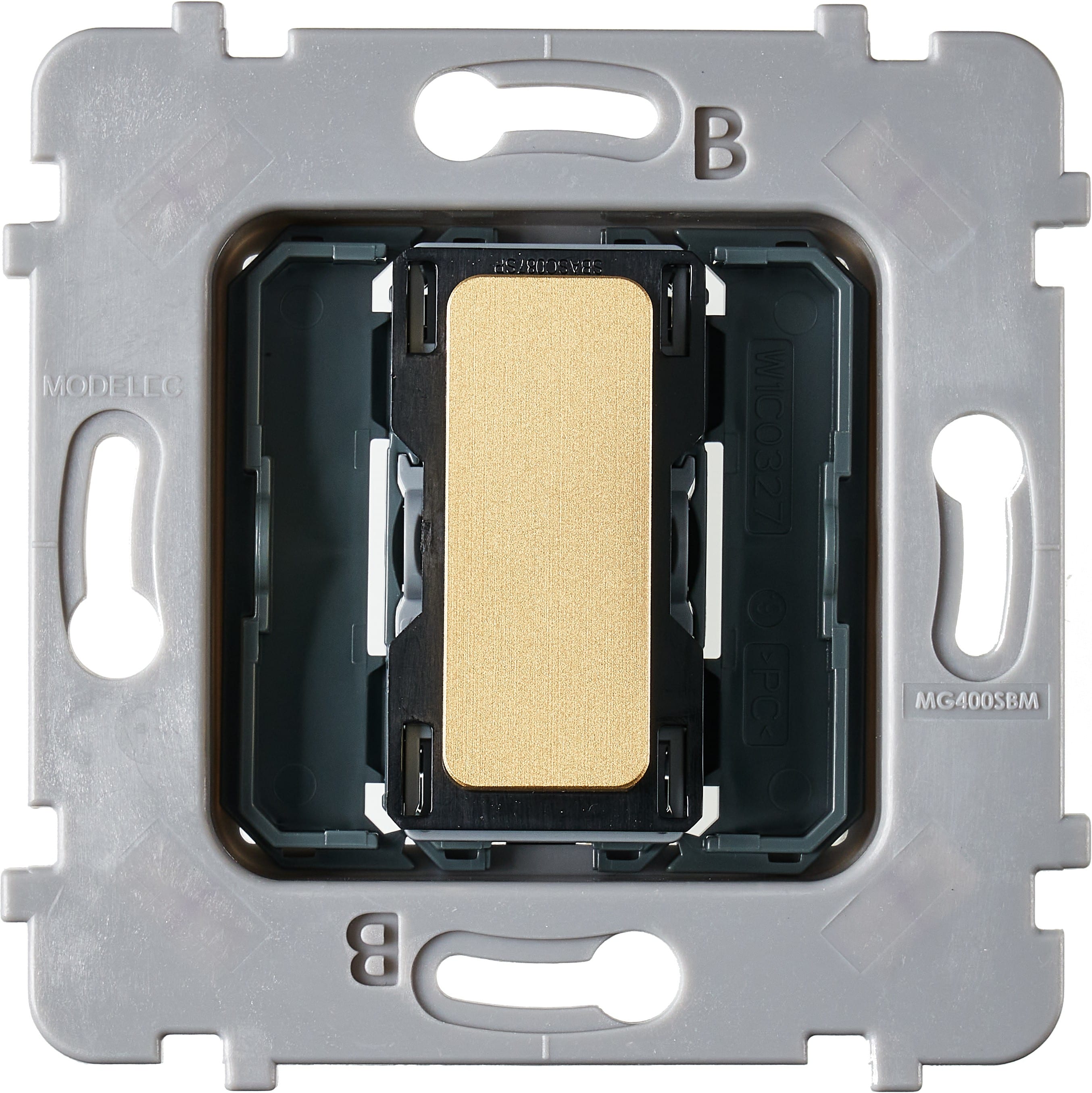 MODELEC - Mécanisme Plat Bouton 1 Va Et Vient Ou Poussoir Pour Collection M Laiton Sable