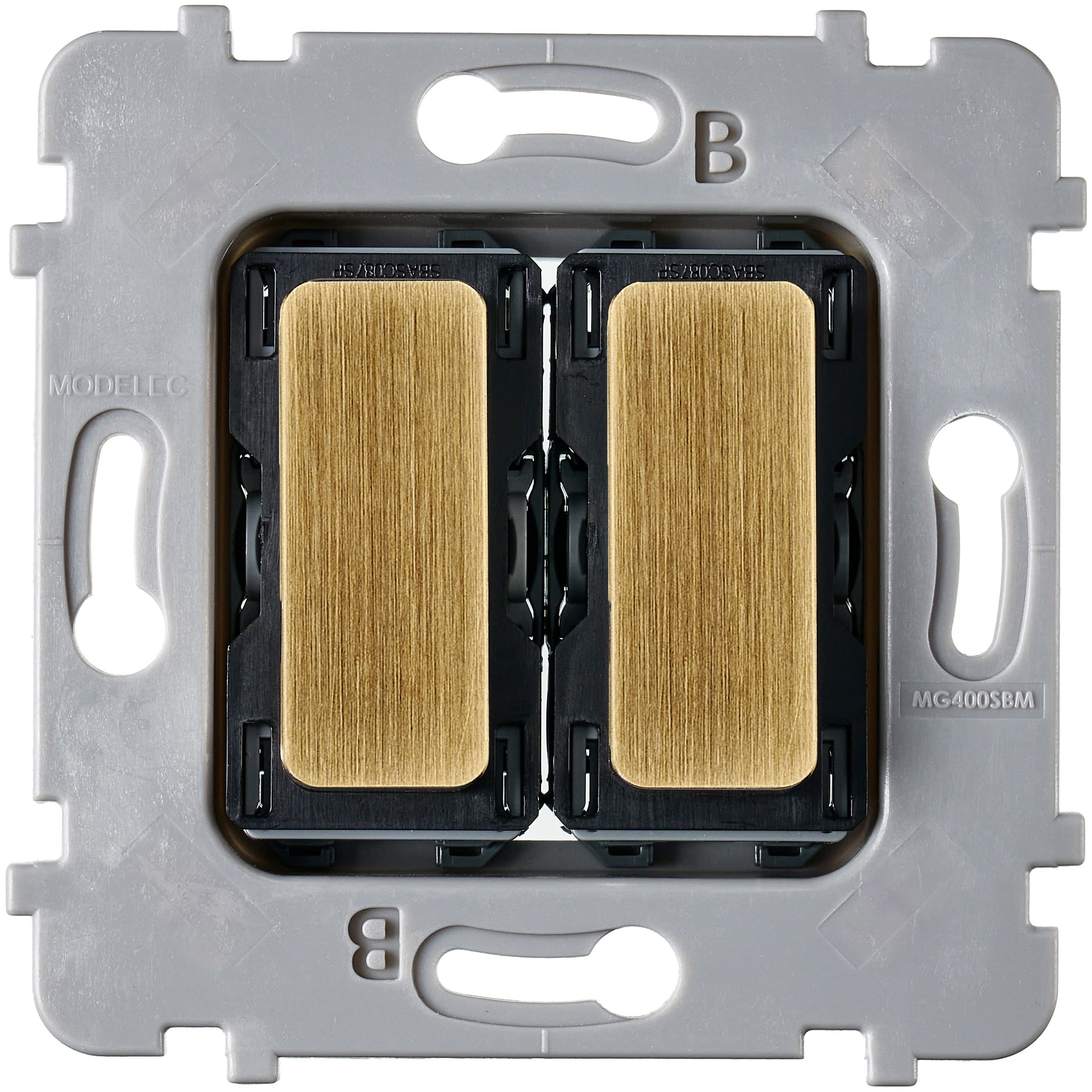 MODELEC - Mécanisme Bouton Plat 2 Va Et Vient /Poussoir Collection M Vieux Bronze