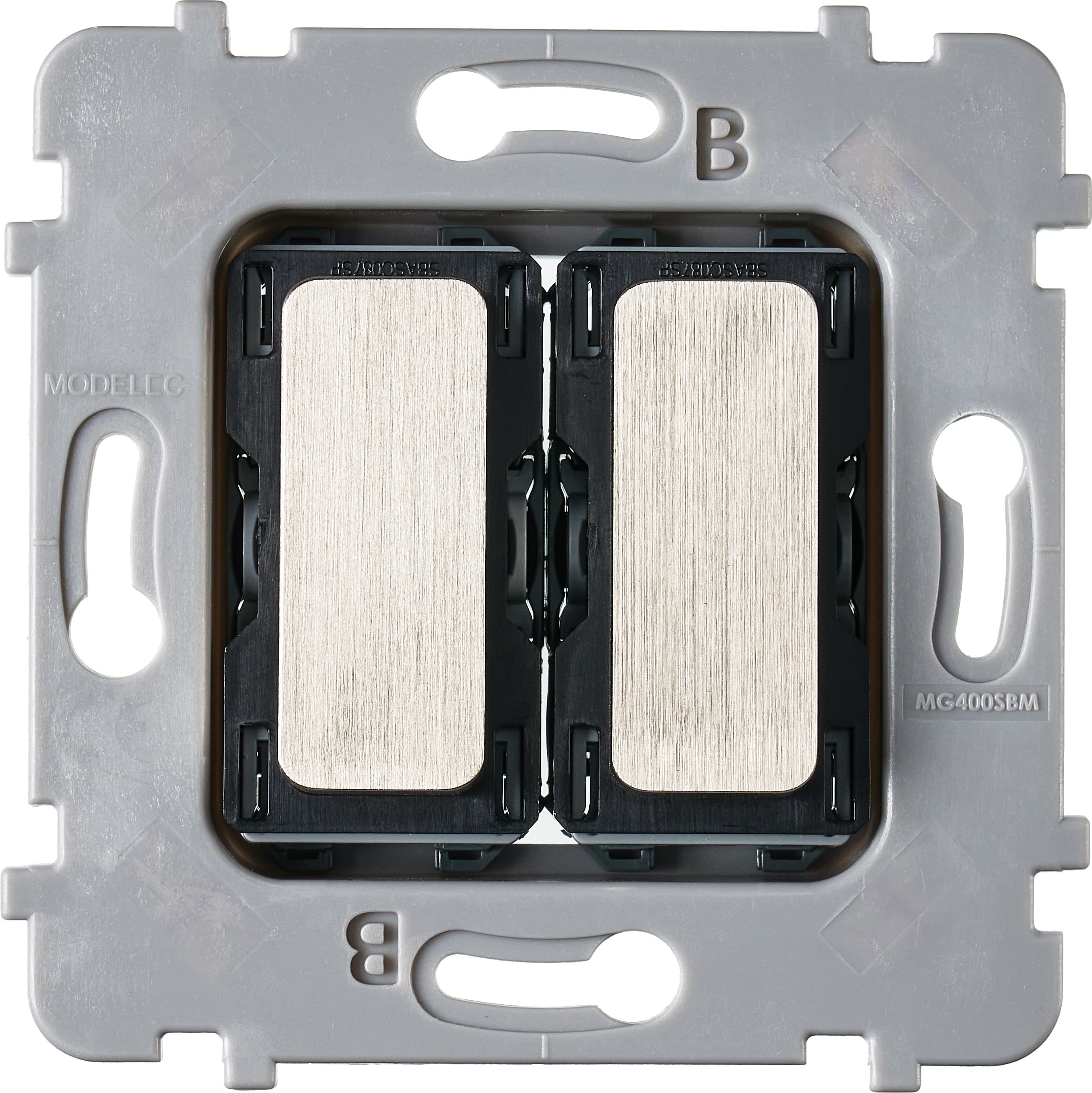 MODELEC - Mécanisme Plat Bouton Volet Roulant Poussoir Pour Collection M Nickel Brosse
