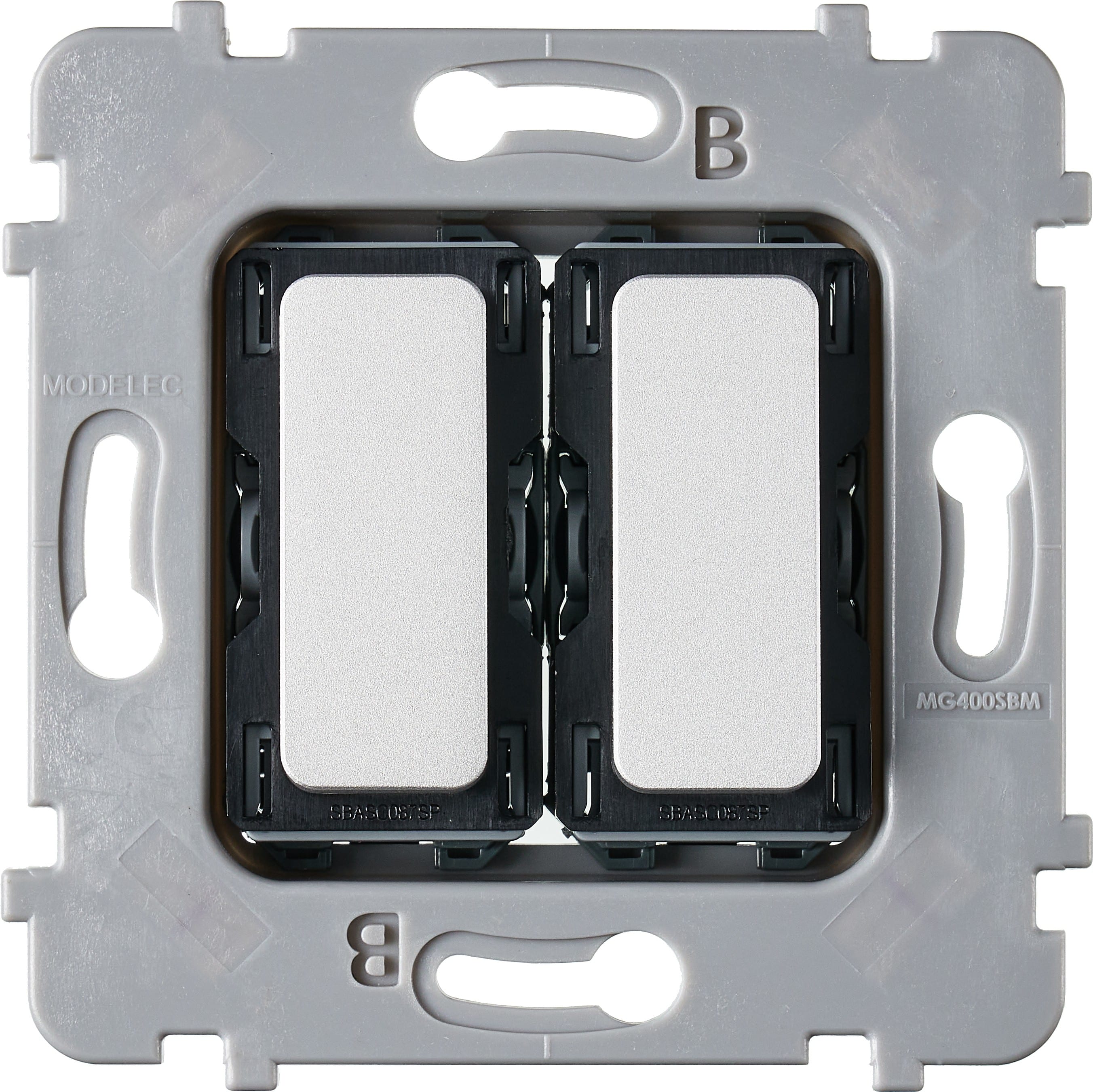 MODELEC - Mécanisme Plat Bouton 2 Va Et Vient Ou Poussoir Pour Collection M Nickel Sable
