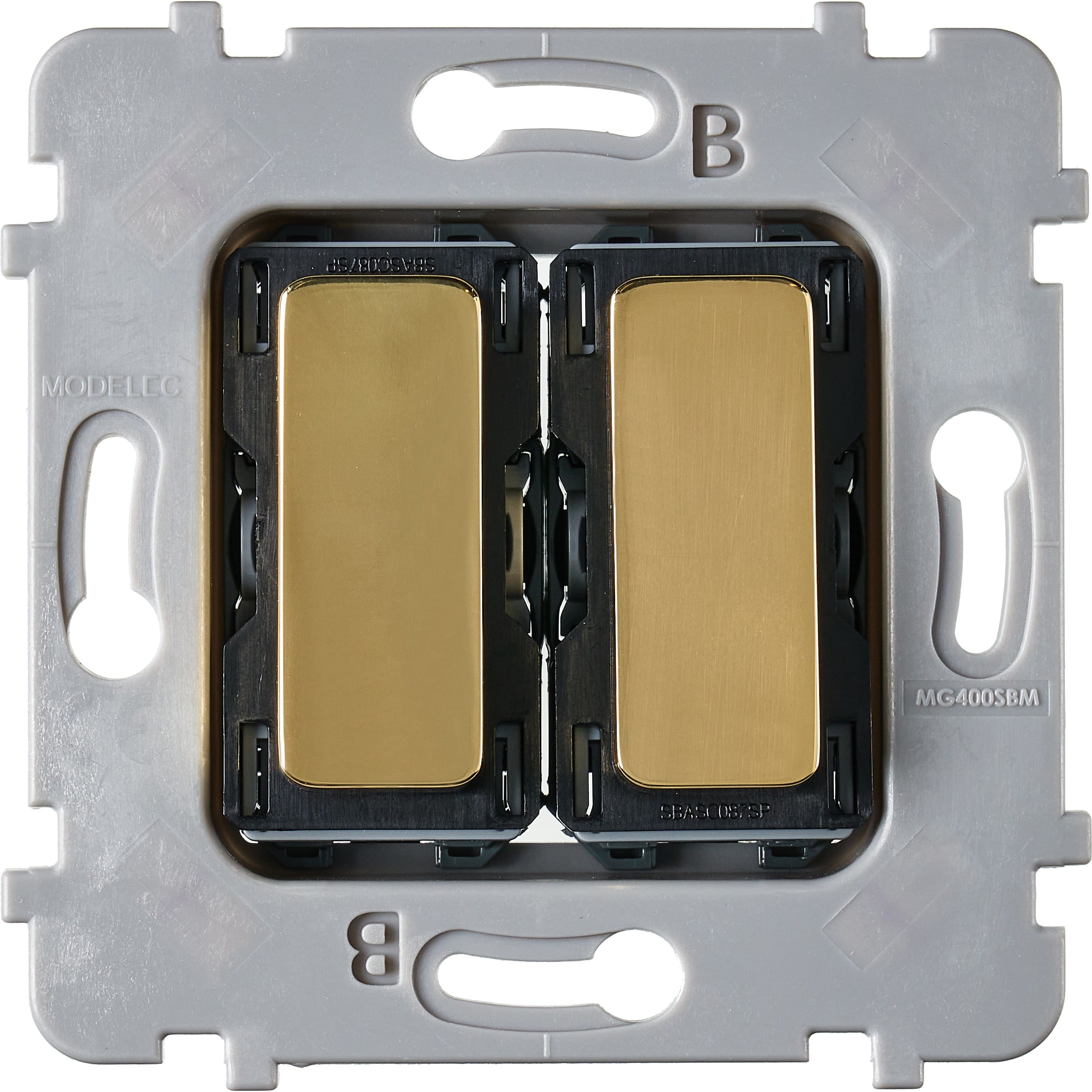 MODELEC - Mécanisme Plat Bouton 2 Va Et Vient Ou Poussoir Pour Collection M Laiton Miroir