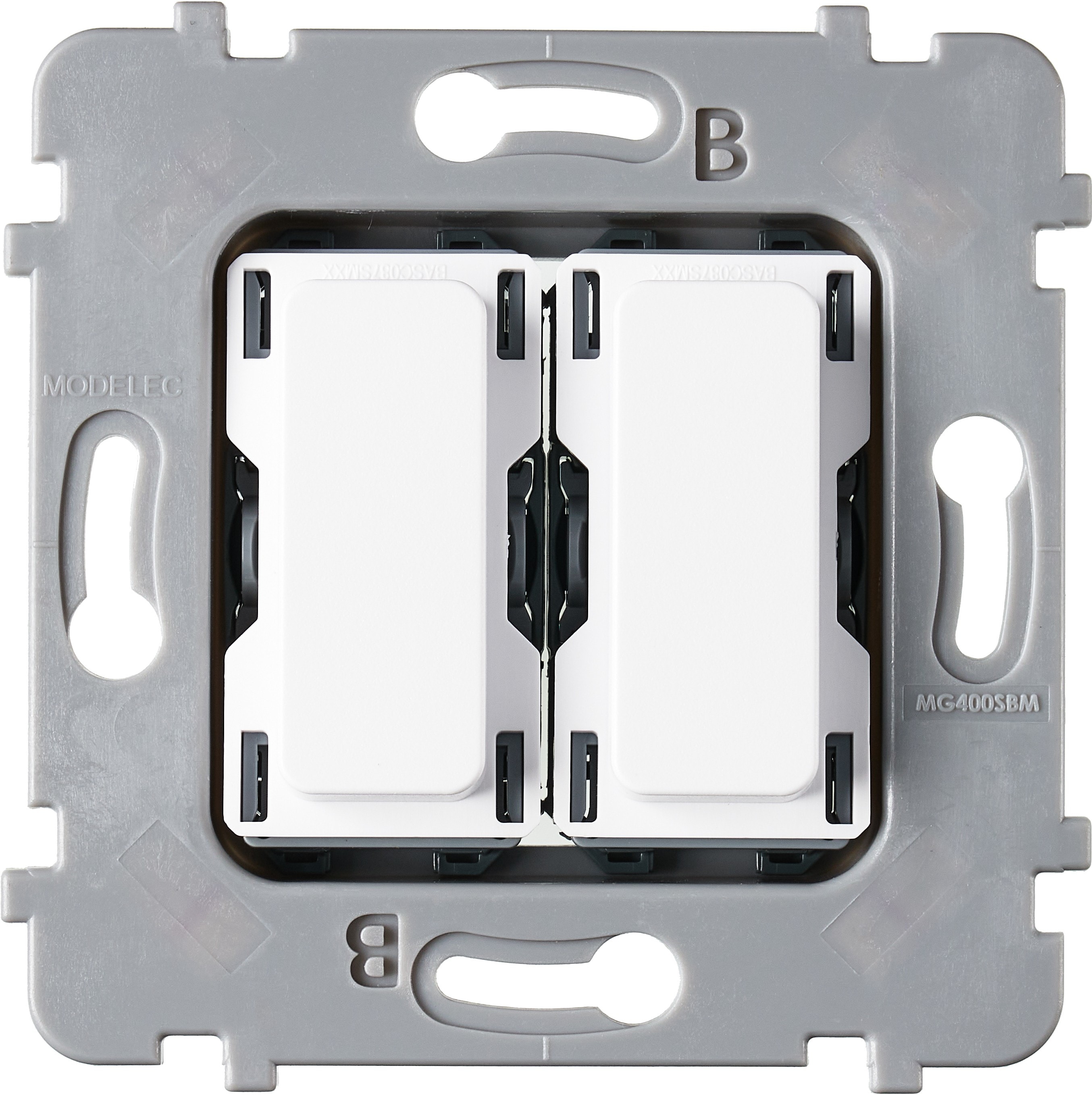 MODELEC - Mécanisme Plat Bouton 2 Va Et Vient Ou Poussoir Pour Collection M Blanc
