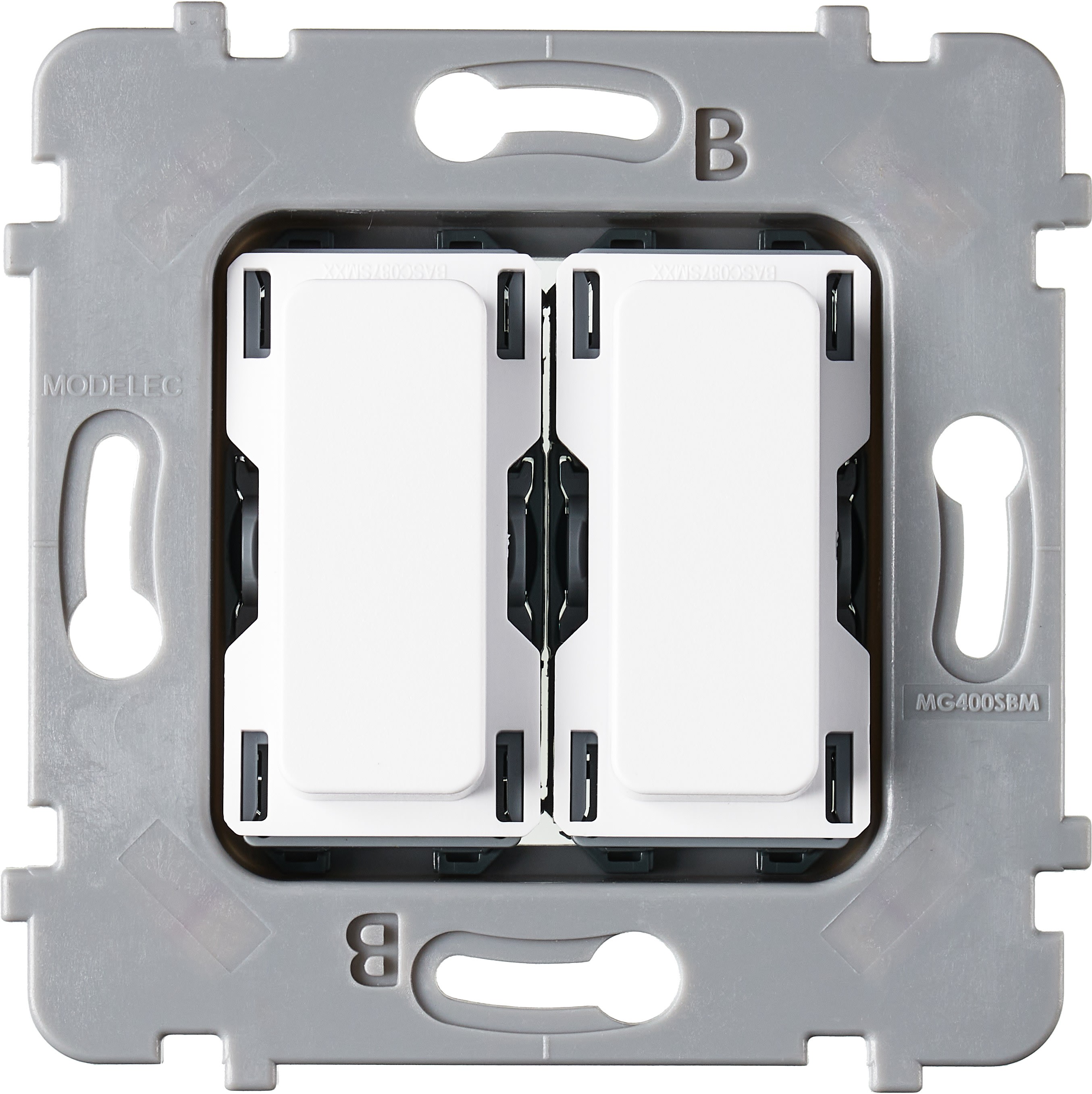 MODELEC - Mécanisme Plat Bouton Volet Roulant Poussoir Pour Collection M Blanc