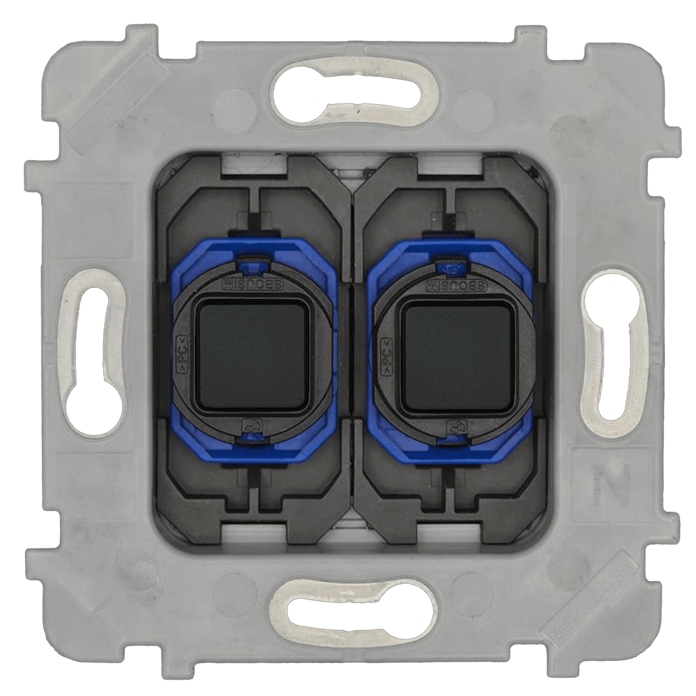 MODELEC - Mécanisme Simple 2 boutons Push Va-et-Vient 230V Noir mat