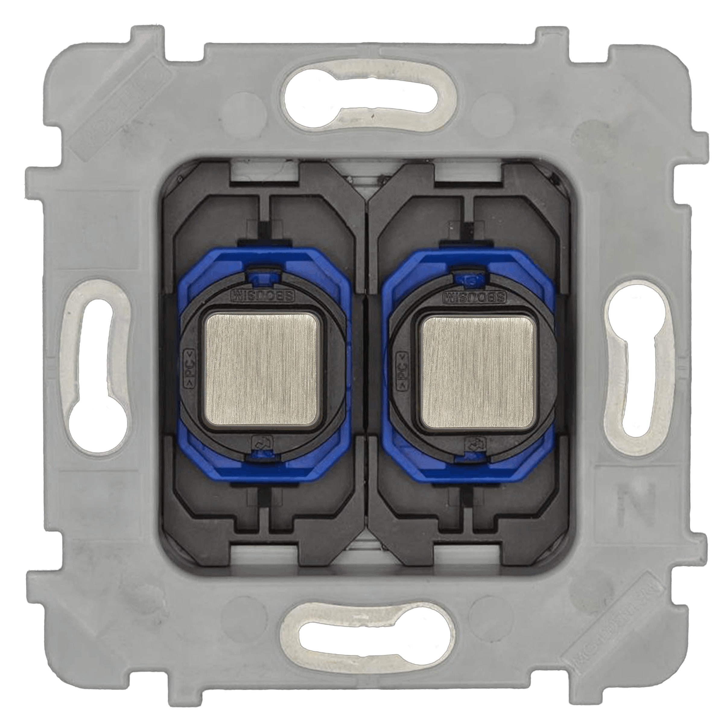 MODELEC - Mécanisme Simple 2 boutons Push poussoir Nickel Satiné