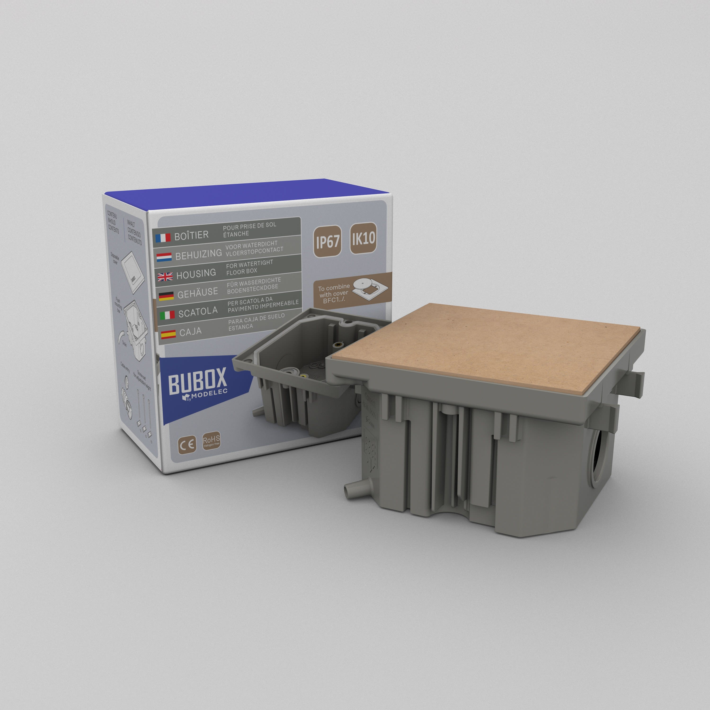 MODELEC - Boitier d'encastrement pour Prise de sol étanche BUBOX LINE 100x100x60mm