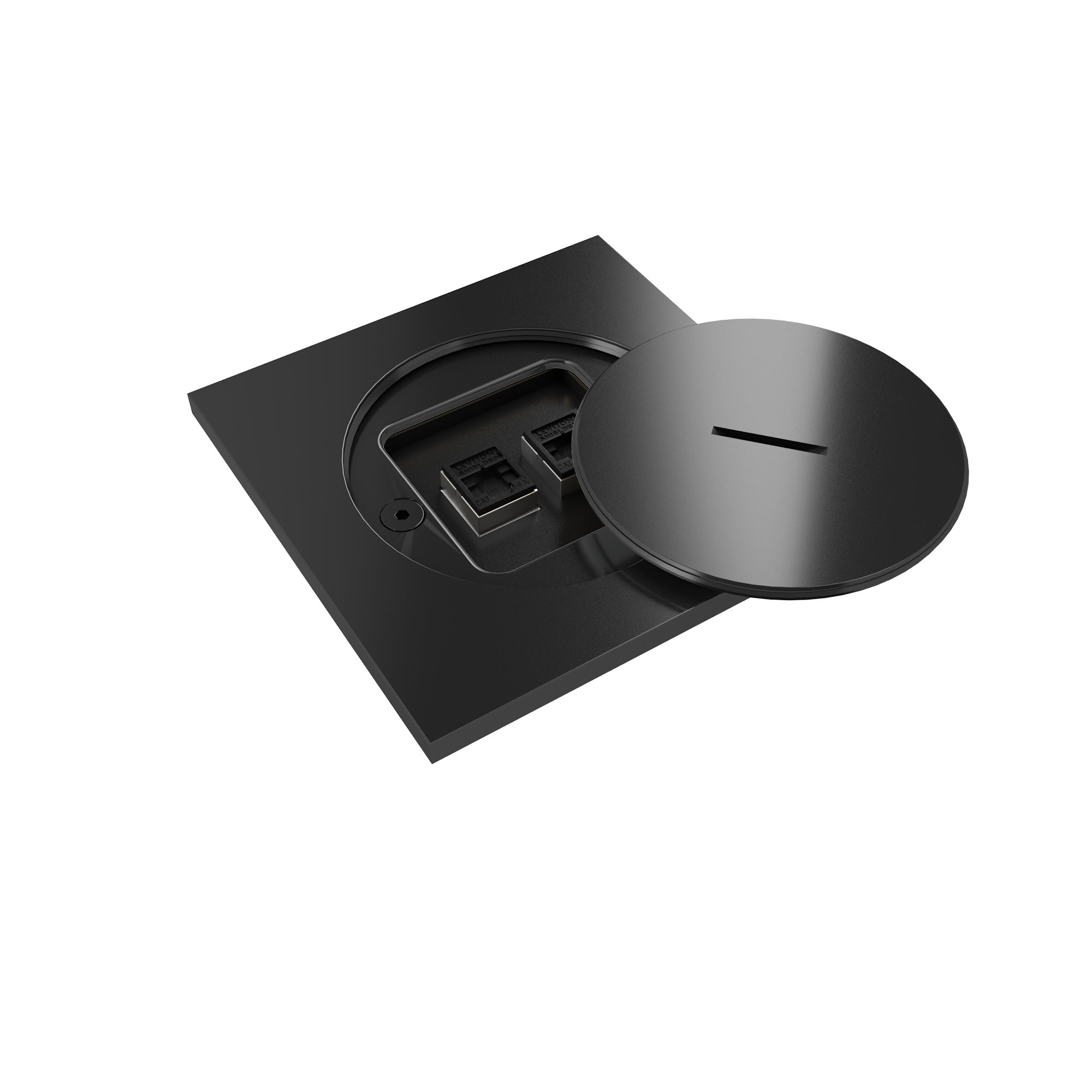 MODELEC - Prise sol étanche BUBOX CLASSIC Inox 316L Noir Couvercle+ouvertur std -2xRJ45