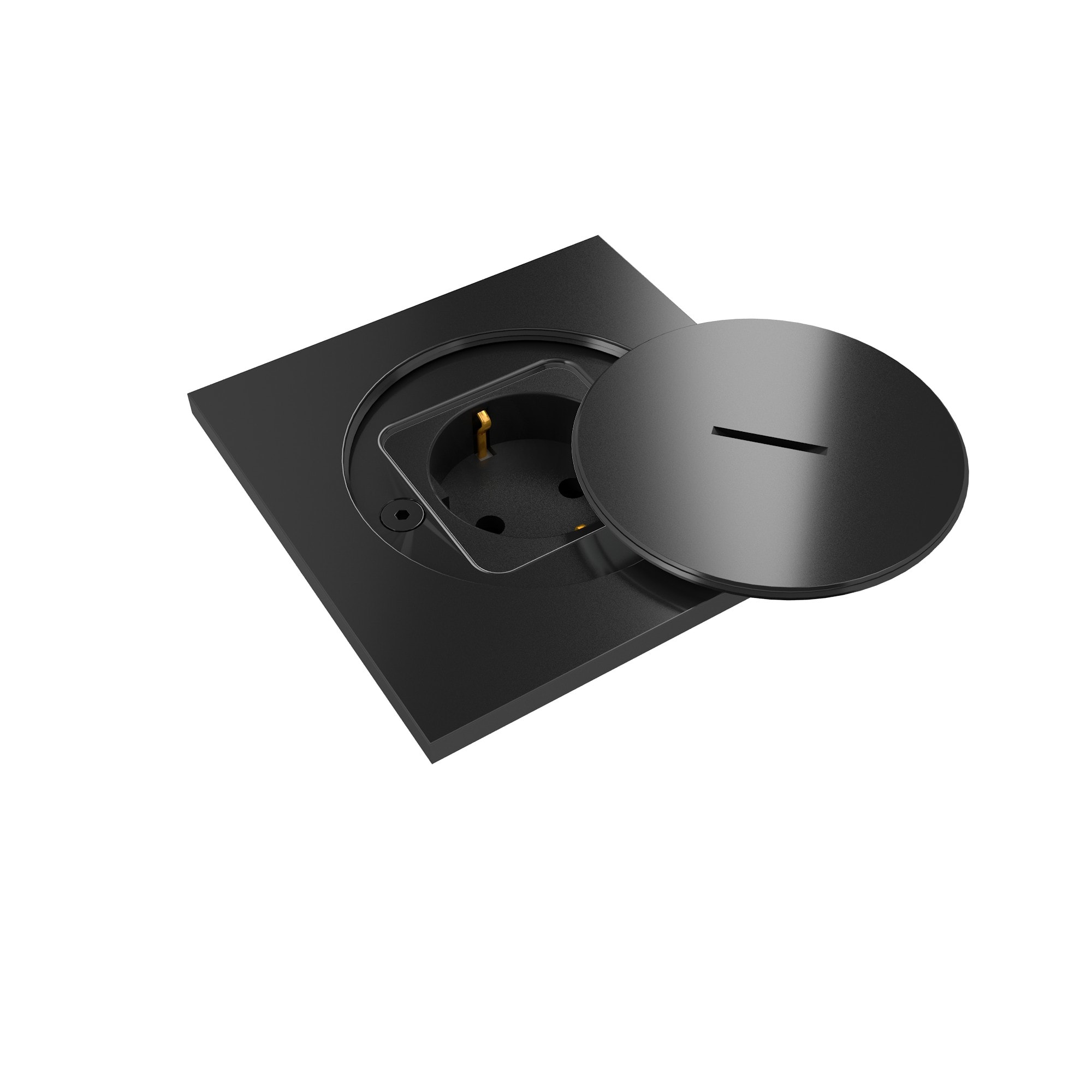 MODELEC - Prise de sol étanche BUBOX CLASSICInox 316L Noir Couvercle ouvertur std -Schuko