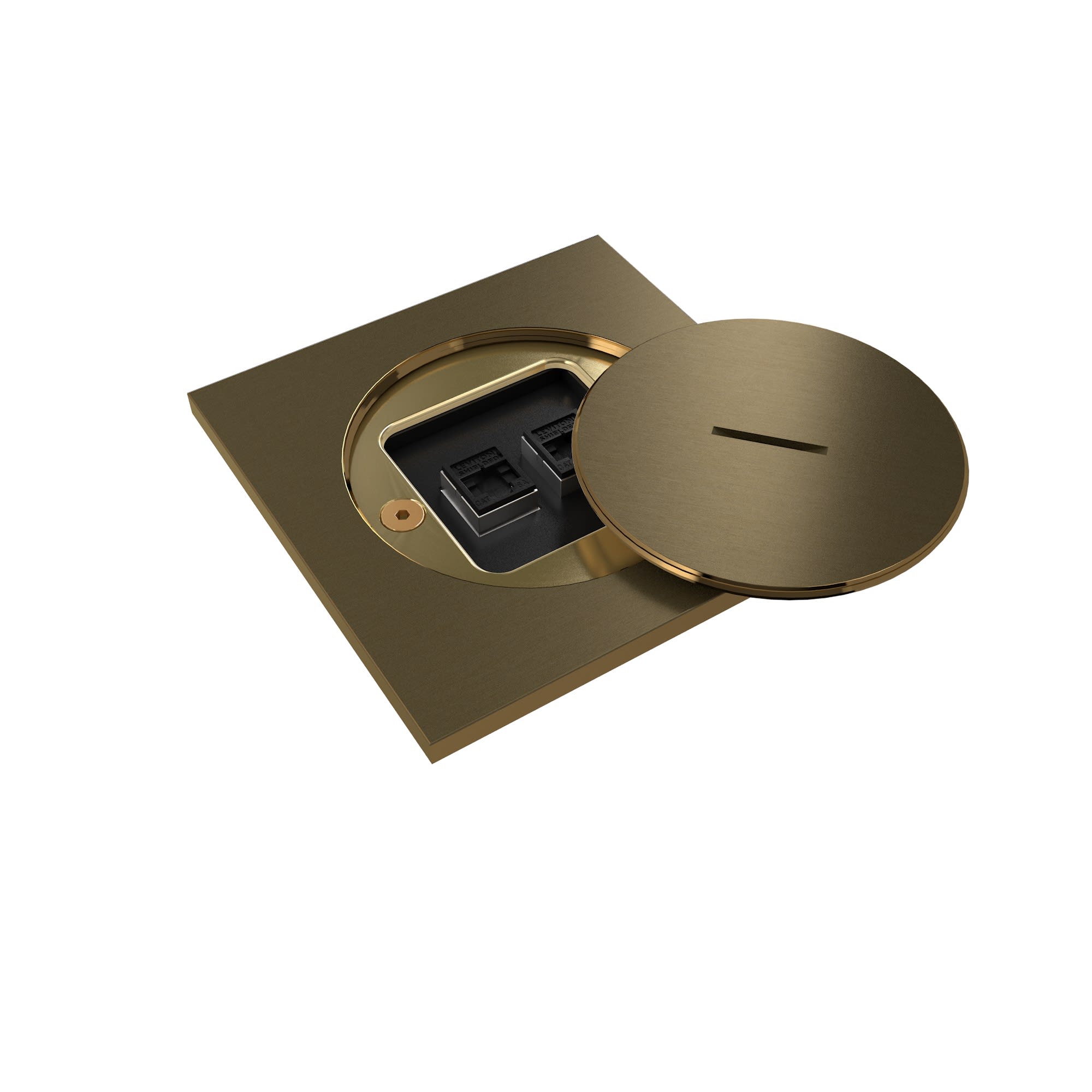 MODELEC - Prise sol étanche BUBOX CLASSIC Inox 316L Bron Couvercle+ouvertur std -2xRJ45-6A