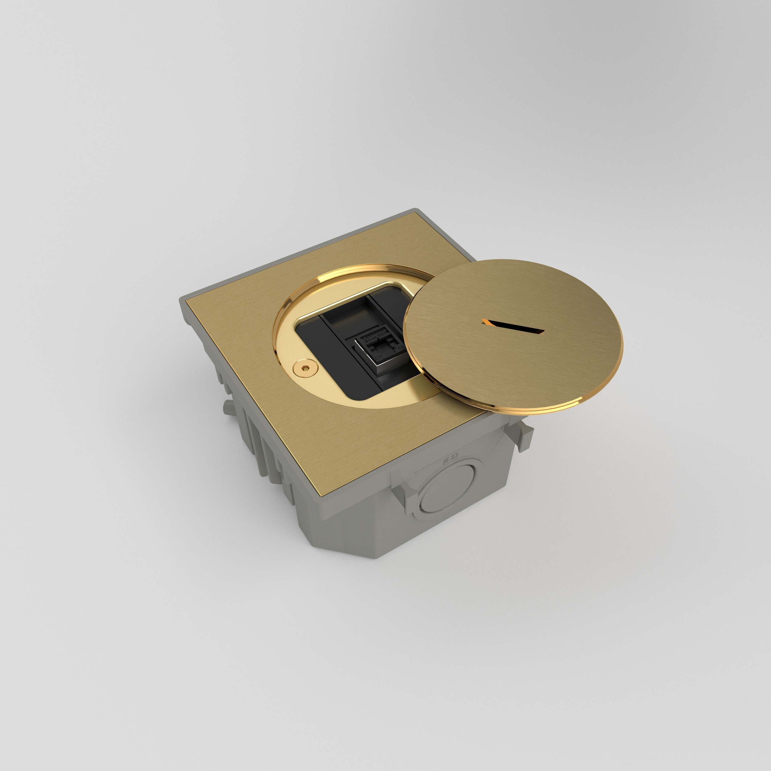 MODELEC - Prise sol étanche BUBOX CLASSIC Laiton Brut Br Couvercle +ouvertur std RJ45-6A N