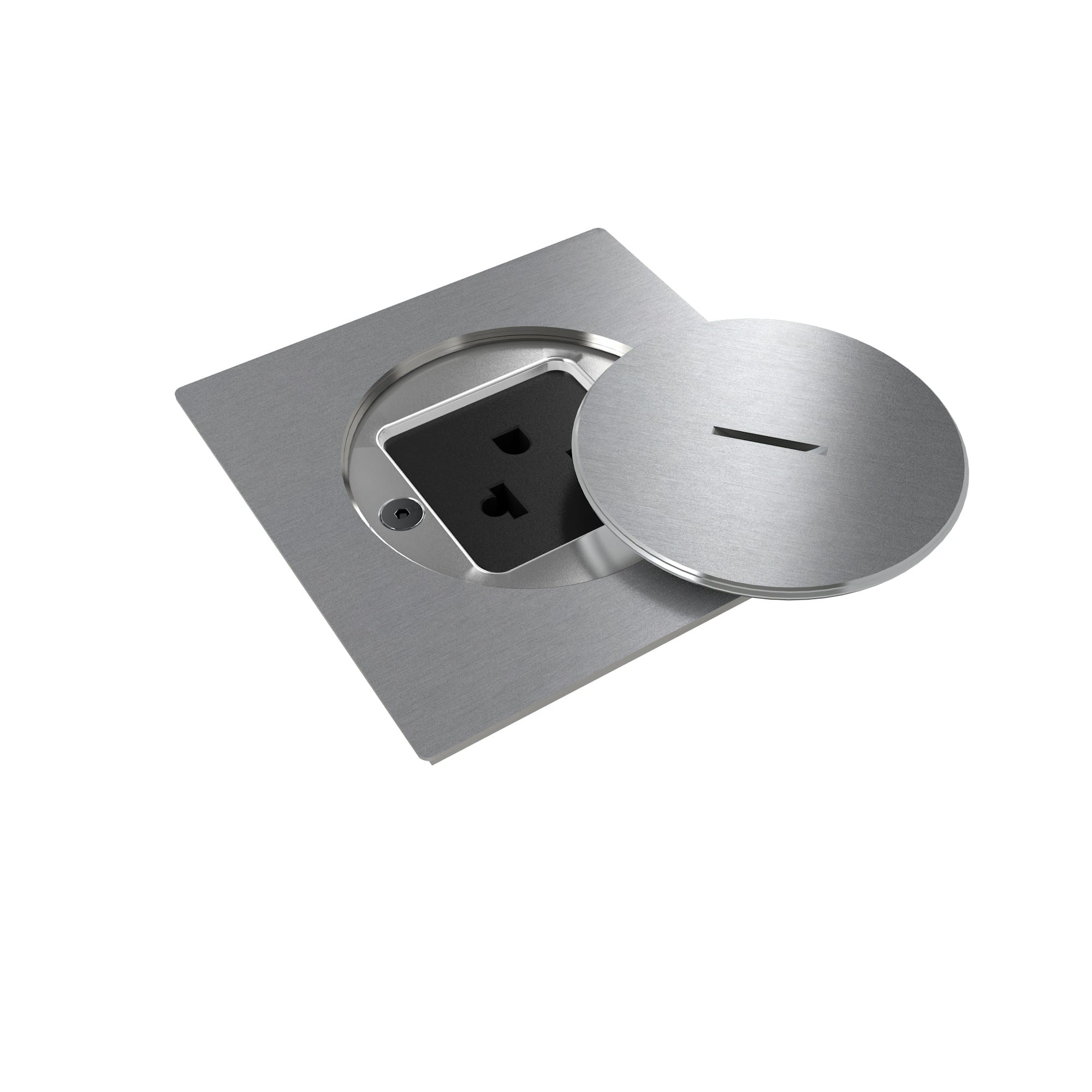 MODELEC - Prise de sol étanche BUBOX LINE IB Couvercle + Ouv std - méca EURO US noir