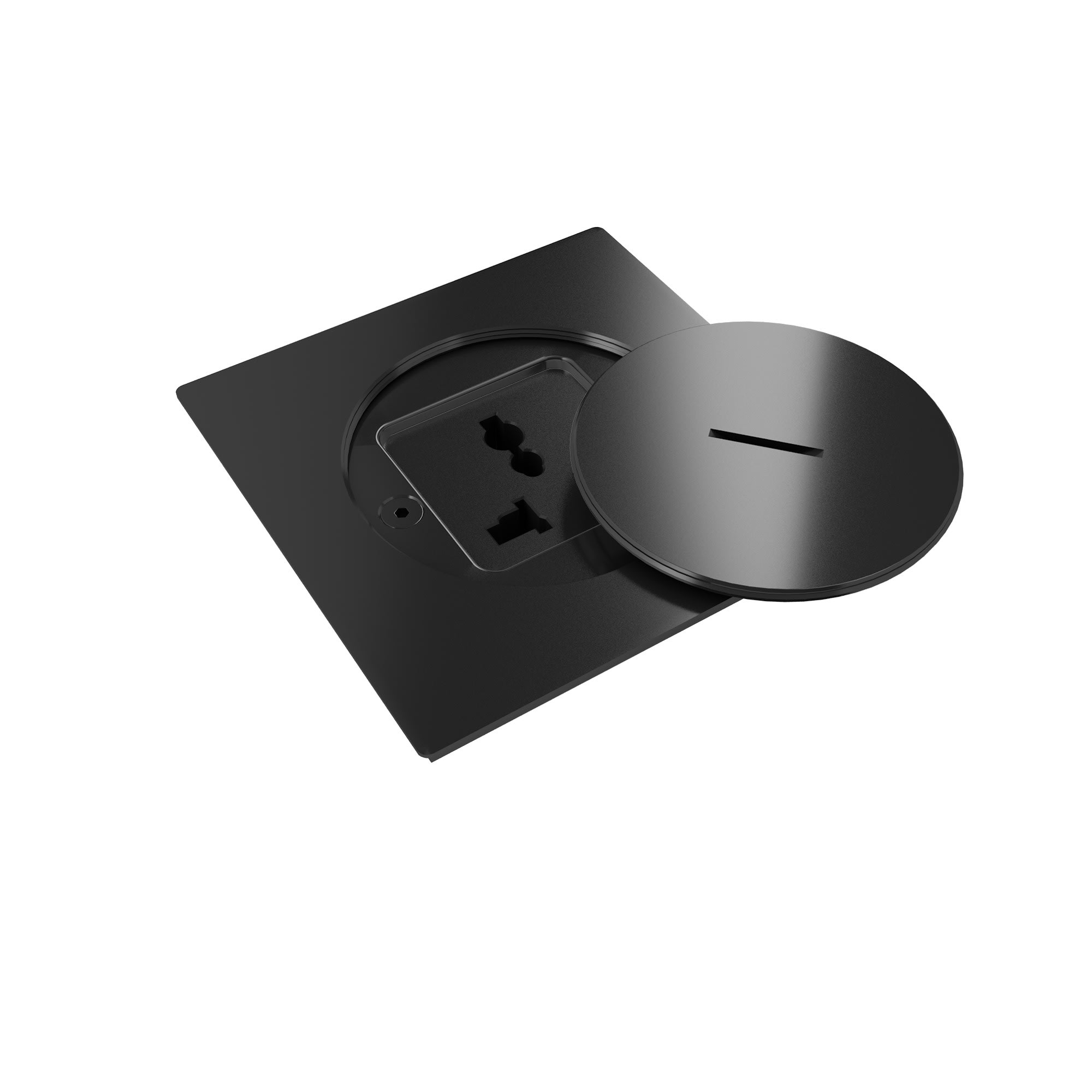 MODELEC - Prise de sol étanche BUBOX LINE Inox 316L NoirCouvercle ouv std - Prise multi