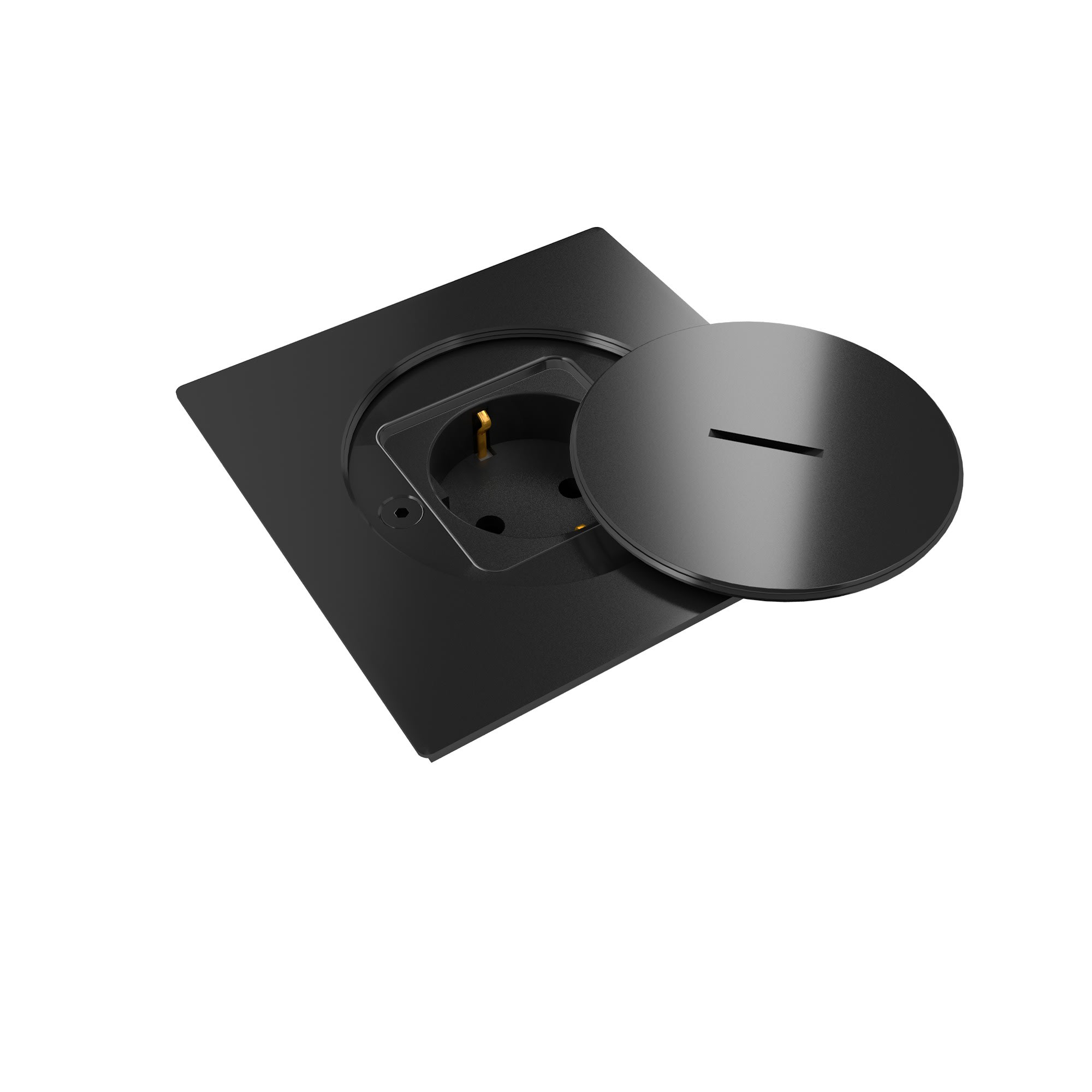 MODELEC - Prise de sol étanche BUBOX LINE Inox 316L Bs Couvercle + bouchon -SHUKO NOIR