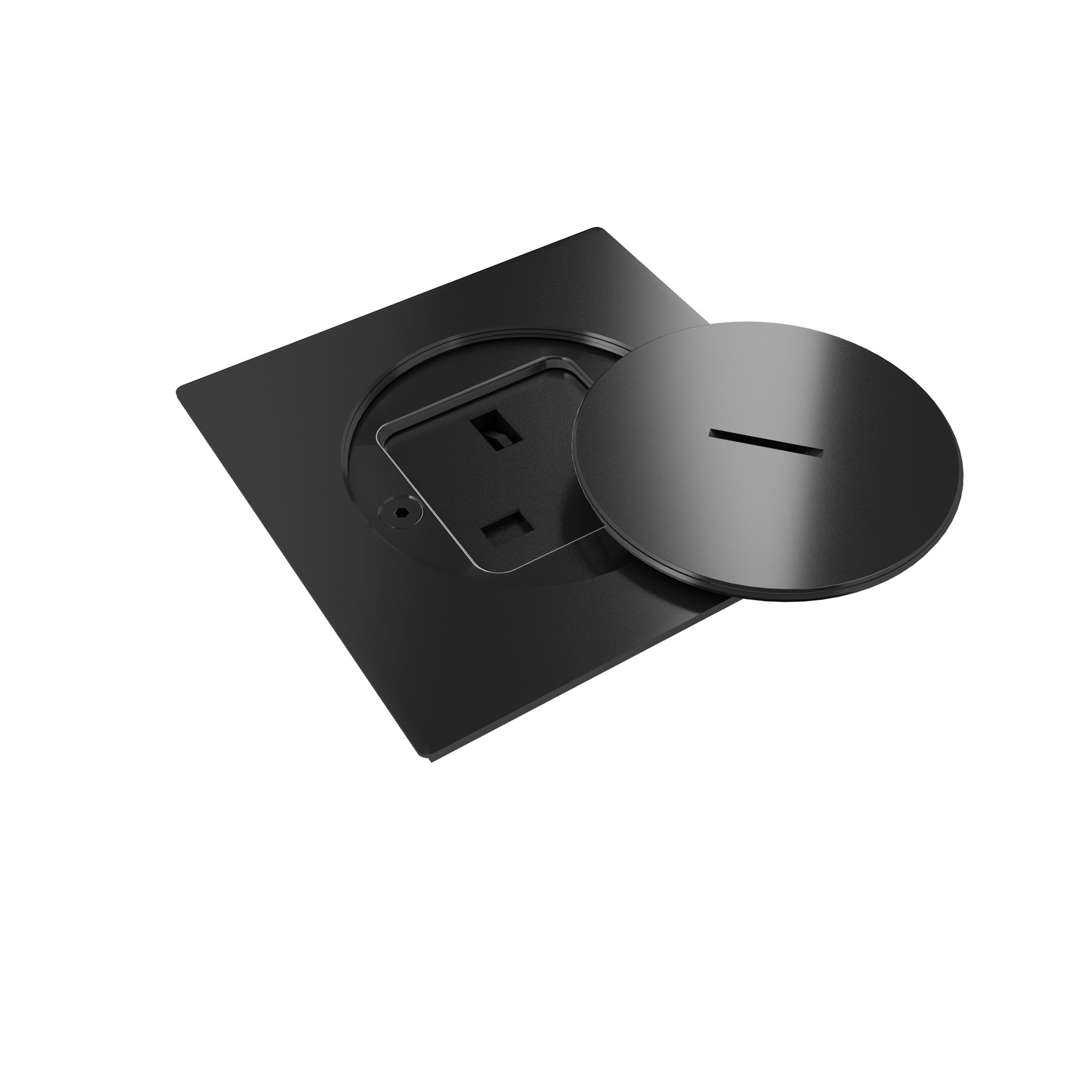 MODELEC - Prise de sol étanche BUBOX LINE Inox 316L NoirCouvercle ouv std - Prise UK noir