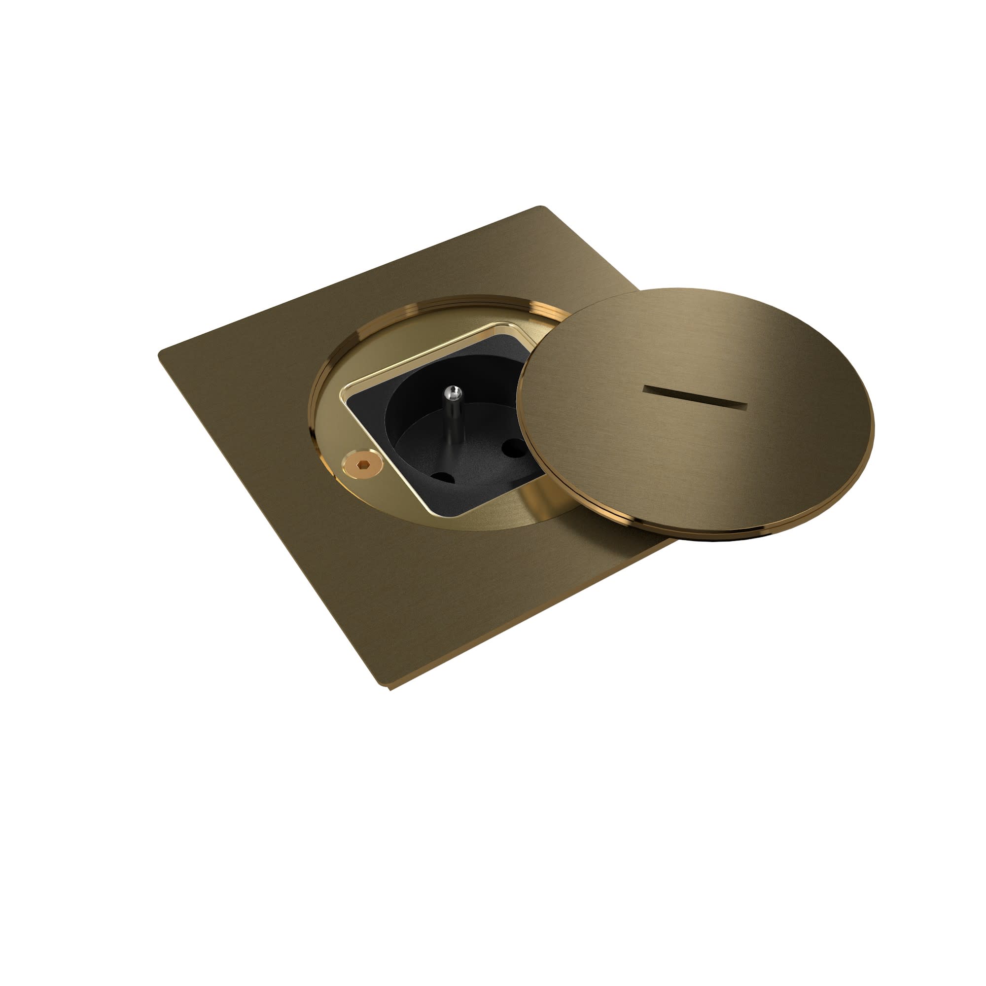 MODELEC - Prise de sol étanche BUBOX LINE Inox 316L Bronze Couvercle + bouchon -2P+T FR