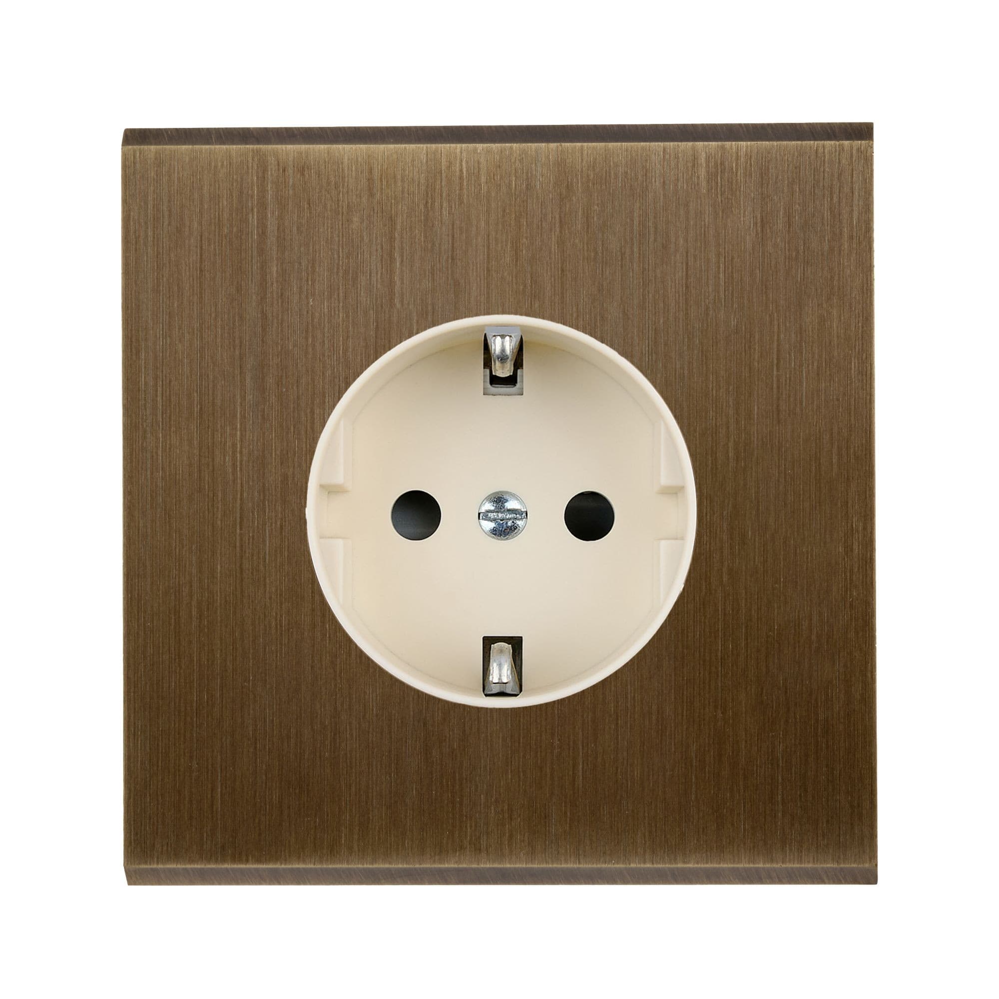 MODELEC - Façade Confidence Laiton Bronze Simple Prise de courant Schuko puit ivoire magne