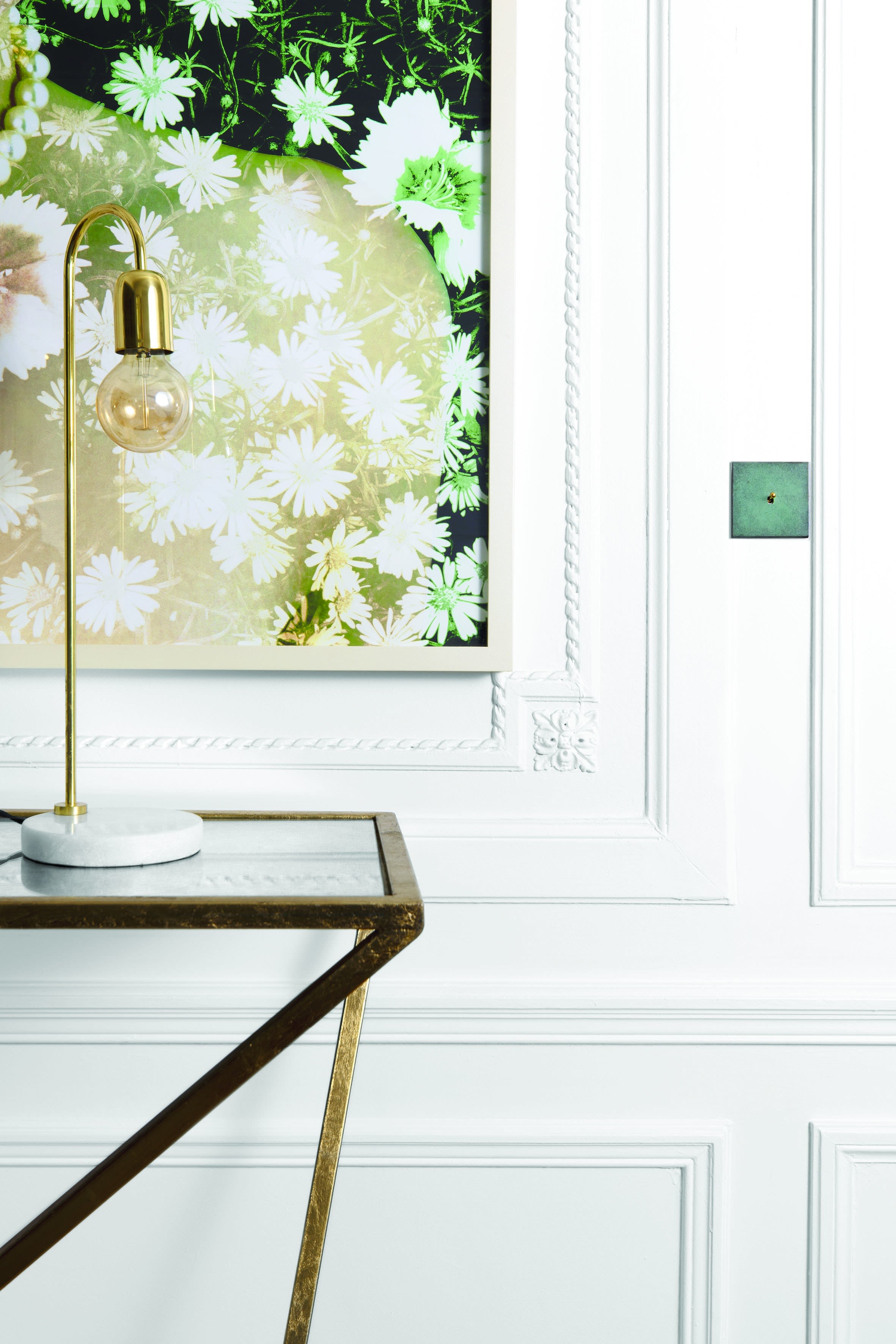 MODELEC - Façade Fascination Laiton Jade Double Verticale Liseuse Fine 30 + B2