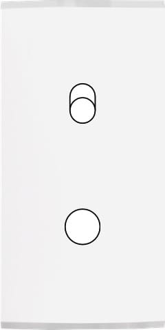 MODELEC - Façade Étroite Confidence Laiton Blanc 1 Basculeur + 1 Bouton Push