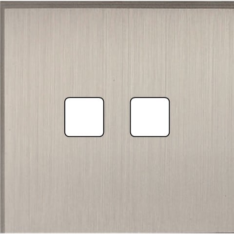 MODELEC - Façade Empreintes ANGLE Nickel Satiné Simple 2 boutons carrés, magnétique