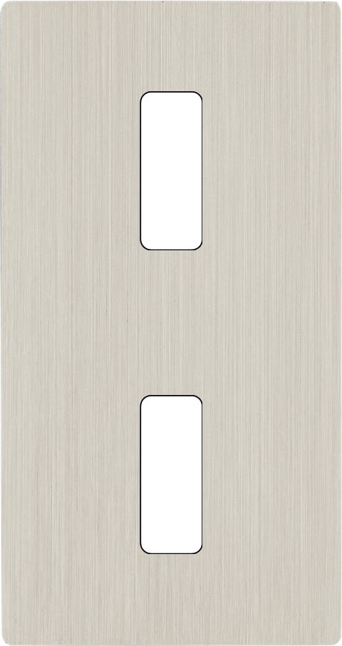 MODELEC - Façade "M" Nickel Brosse Double Verticale 1 Bouton 1 Bouton magnétique