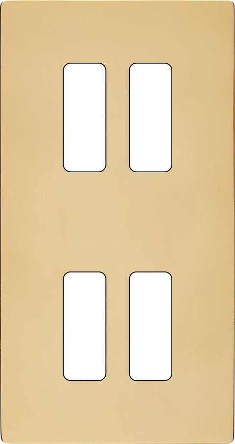 MODELEC - Façade "M" Laiton Verni Double Verticale 2 Boutons 2 Boutons magnétique