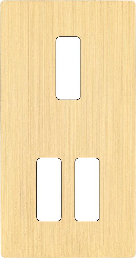 MODELEC - Façade "M" Laiton Brosse Double Verticale 1 Bouton 2 Boutons magnétique