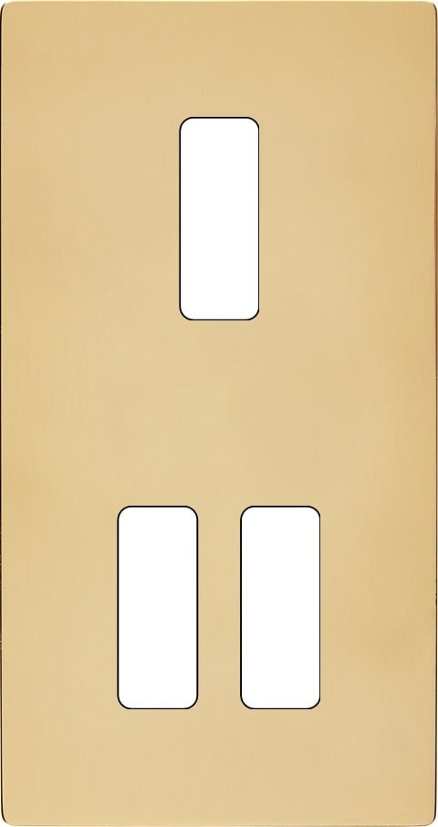 MODELEC - Façade "M" Laiton Verni Double Verticale 1 Bouton 2 Boutons magnétique