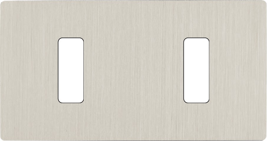 MODELEC - Façade "M" Nickel Brosse Double Horizontale 1 Bouton 1 Bouton magnétique