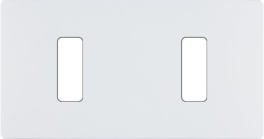 MODELEC - Façade "M" Blanc Mat Double Horizontale 1 Bouton 1 Bouton magnétique