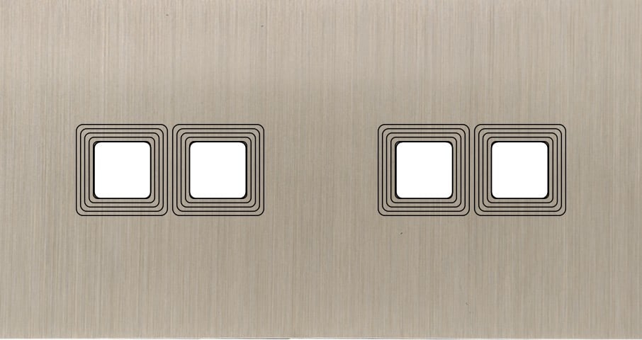 MODELEC - Façade Empreintes VOLUME Nickel Satiné Double Horizontale 2 boutons 2 boutons M