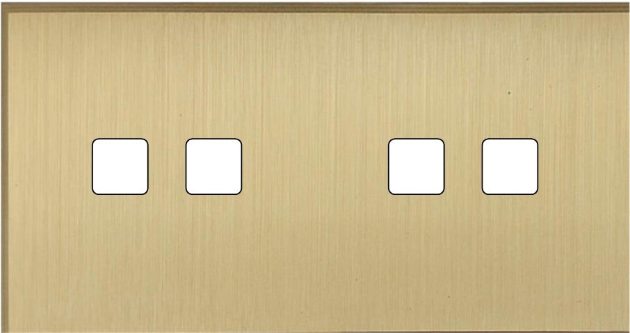 MODELEC - Façade Empreintes ANGLE Laiton Satiné Double Horizontale 2 boutons 2 boutons M