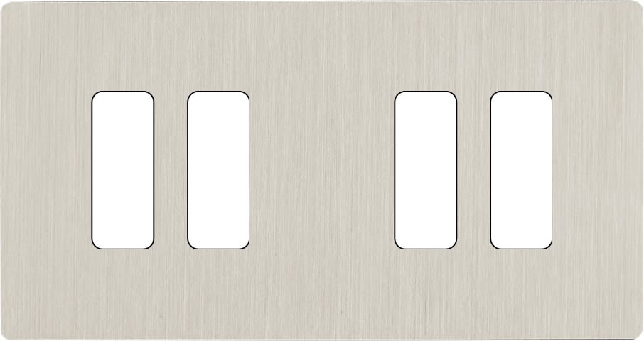 MODELEC - Façade "M" Nickel Brosse Double Horizontale 2 Boutons 2 Boutons magnétique