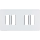 MODELEC - Façade "M" Blanc Mat Double Horizontale 2 Boutons 2 Boutons magnétique