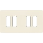 MODELEC - Façade "M" Aluminium Ivoire Double Horizontale 2 Boutons 2 Boutons magnétique