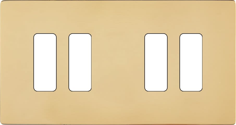 MODELEC - Façade "M" Laiton Verni Double Horizontale 2 Boutons 2 Boutons magnétique