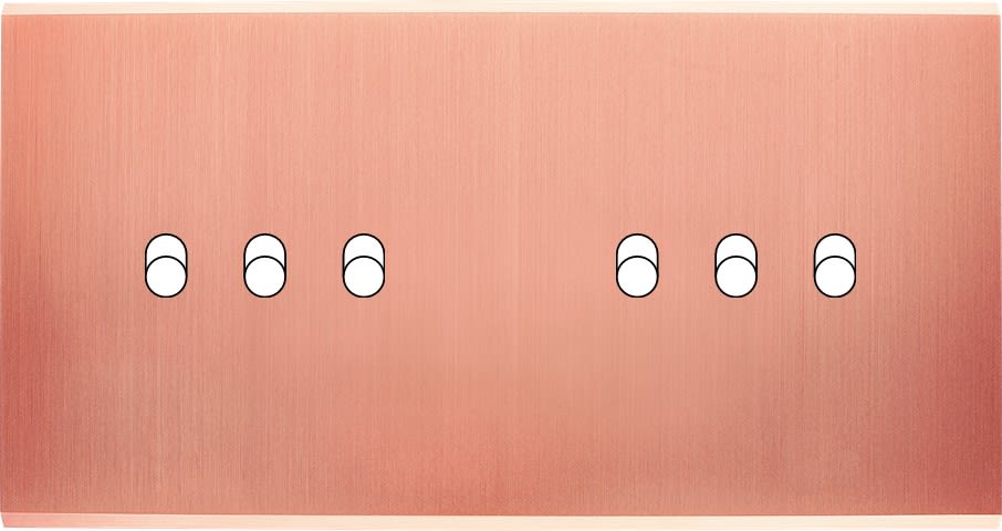 MODELEC - Façade Confidence Laiton Cuivre Satine Double Horizontale 6 Basculeurs