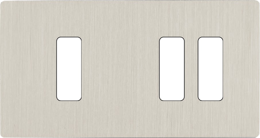 MODELEC - Façade "M" Nickel Brosse Double Horizontale 1 Bouton 2 Boutons magnétique