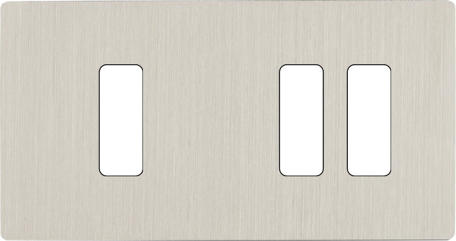 MODELEC - Façade "M" Nickel Brosse Double Horizontale 1 Bouton 2 Boutons magnétique