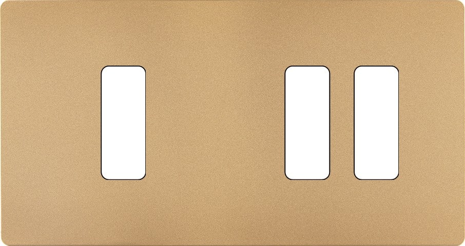 MODELEC - Façade "M" Laiton Sable Double Horizontale 1 Bouton 2 Boutons magnétique