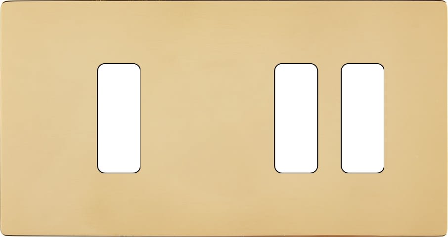 MODELEC - Façade "M" Laiton Miroir Double Horizontale 1 Bouton 2 Boutons magnétique