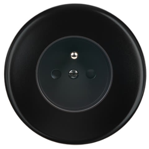 MODELEC - Façade Iris Noir Simple Prise courant 2P+T; Façade à clip.