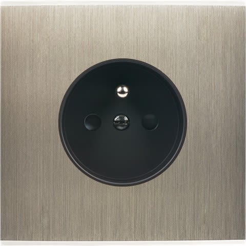 MODELEC - Façade Confidence Laiton Acier Simple prise de courant. Façade magnétique