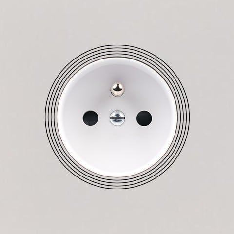 MODELEC - Façade Empreintes VOLUME Blanc Simple Prise de Courant, magnétique
