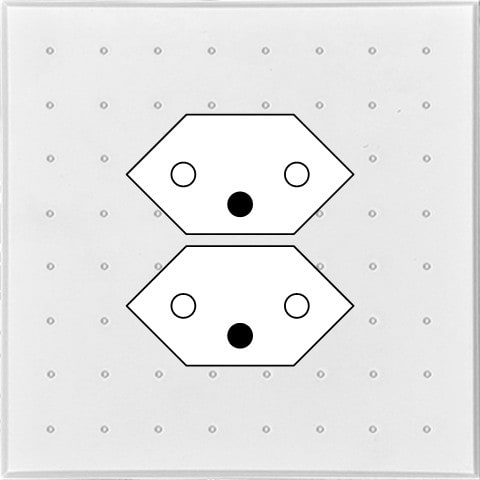 MODELEC - Façade Empreintes POINT Blanc Simple Double Prise Suisse, magnétique