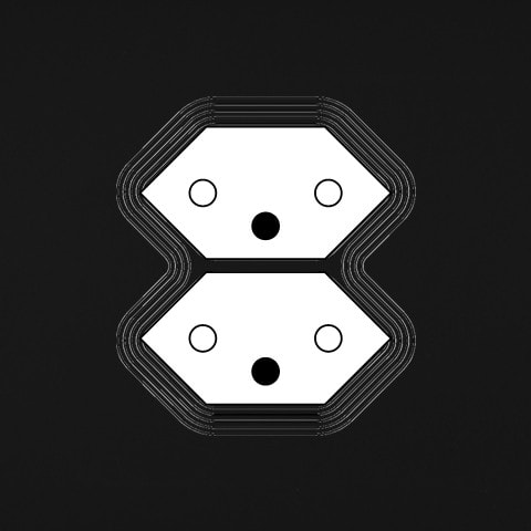 MODELEC - Façade Empreintes VOLUME Noir Simple Double Prise Suisse, magnétique
