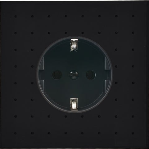 MODELEC - Façade Empreintes POINT Noir Simple Prise Schuko, magnétique